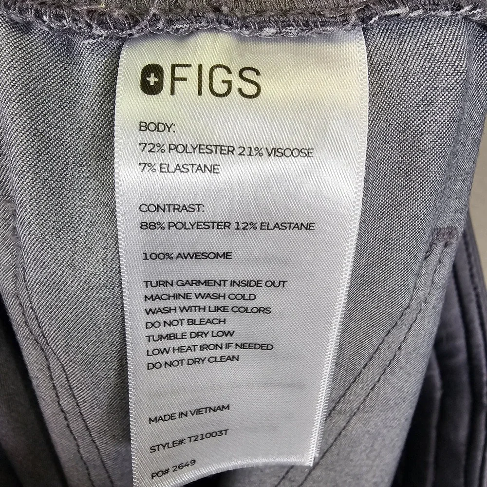 FIGS Heather Gray Scrub Pants Straight Leg Teal Drawstring Mens L/T 31 Inseam‎